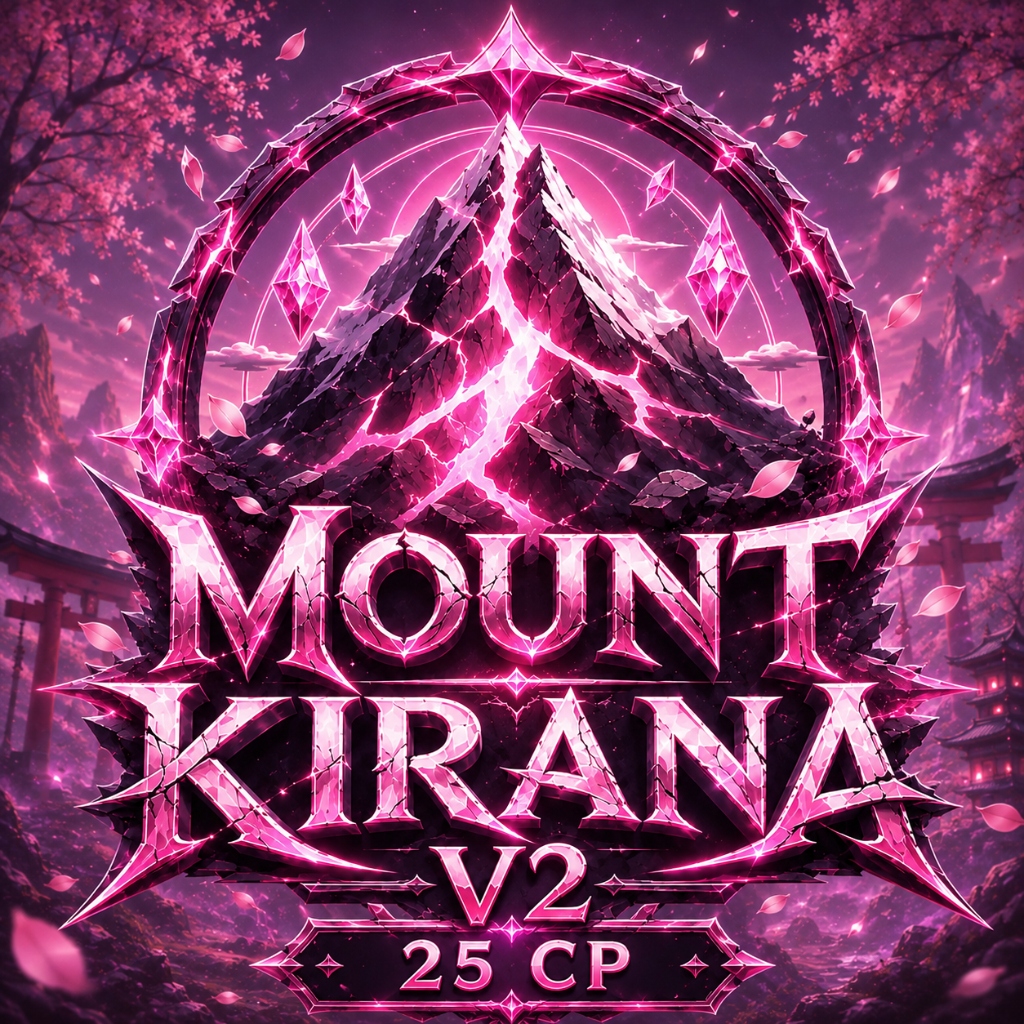 Mount Kirana V2 — Pink fantasy mountain emblem